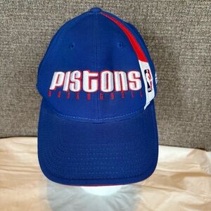 Vintage Reebok Detroit Pistons Basketball Hat One‎ Size Adjustable NBA Red Blue